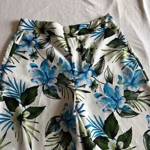 Banana Republic Floral Wide Leg Pants - Blue and Green